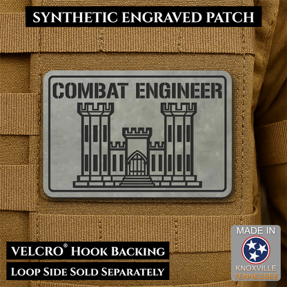 Combat Engineer Army Veteran Morale Patch, 2x3" | Made in USA | VELCRO® Brand Hook Backing