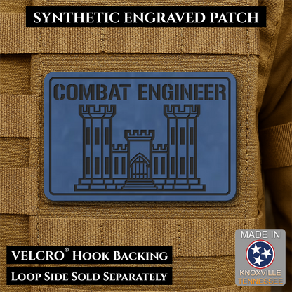 Combat Engineer Army Veteran Morale Patch, 2x3" | Made in USA | VELCRO® Brand Hook Backing