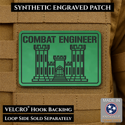 Combat Engineer Army Veteran Morale Patch, 2x3" | Made in USA | VELCRO® Brand Hook Backing