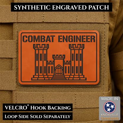 Combat Engineer Army Veteran Morale Patch, 2x3" | Made in USA | VELCRO® Brand Hook Backing