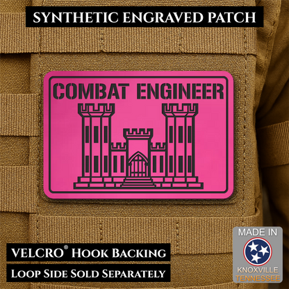 Combat Engineer Army Veteran Morale Patch, 2x3" | Made in USA | VELCRO® Brand Hook Backing