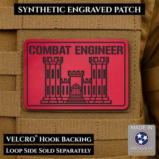 Combat Engineer Army Veteran Morale Patch, 2x3" | Made in USA | VELCRO® Brand Hook Backing