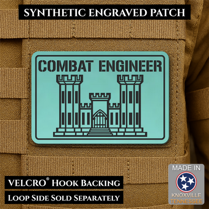 Combat Engineer Army Veteran Morale Patch, 2x3" | Made in USA | VELCRO® Brand Hook Backing
