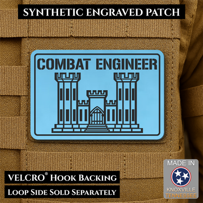 Combat Engineer Army Veteran Morale Patch, 2x3" | Made in USA | VELCRO® Brand Hook Backing