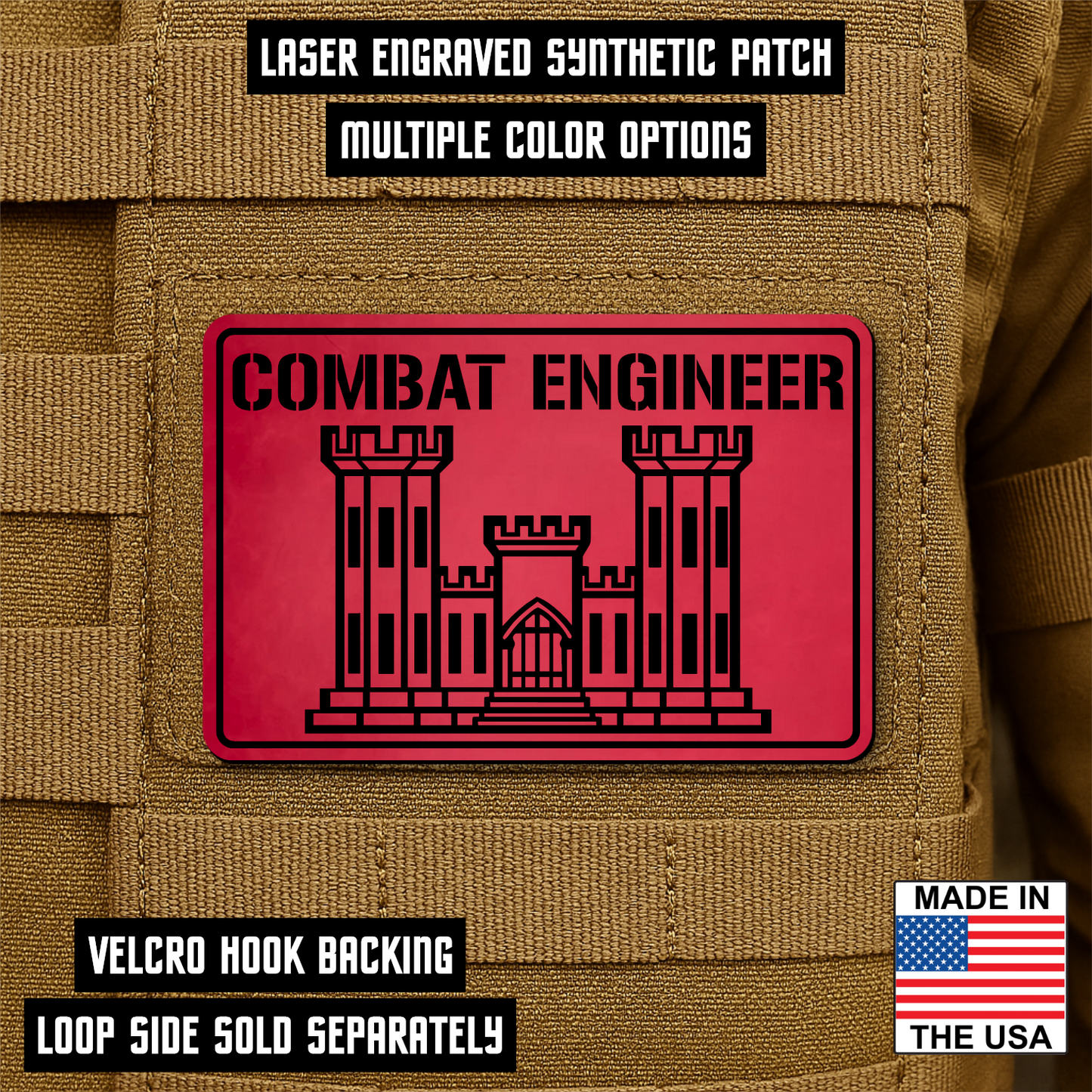 Combat Engineer Morale Patch 2"x3" Hook & Loop | Made in USA