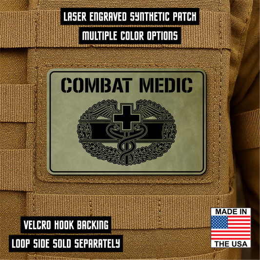 Combat Medic Morale Patch – 2” x 3” Laser Engraved Hook & Loop Tactical Patch | Made in USA