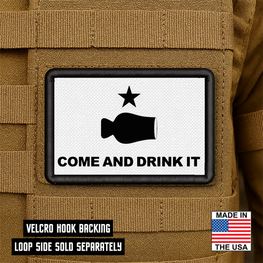 Bourbon Whiskey Come and Drink It Funny Morale Patch, 2x3" | Made in USA | VELCRO® Brand Hook Backing