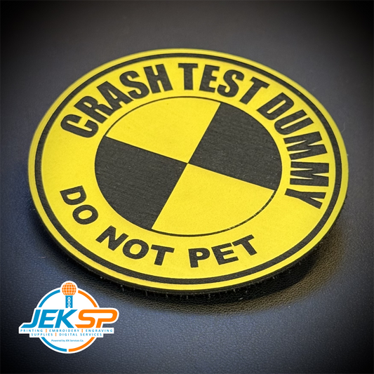 Crash Test Dummy Funny Morale Patch, 3" Round | Made in USA | VELCRO® Brand Hook Backing