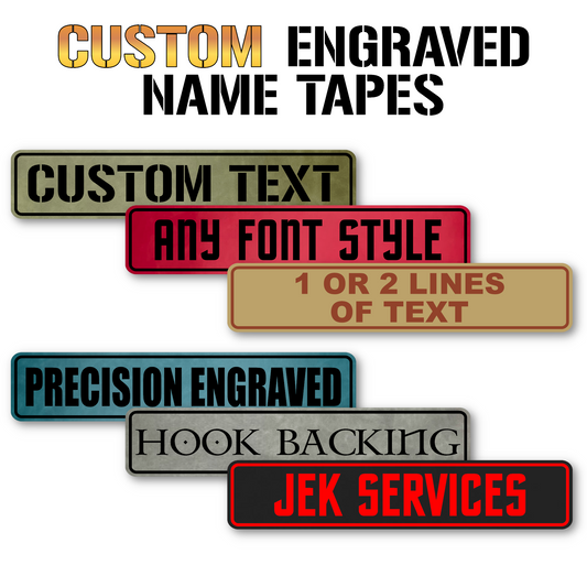 Custom Name Tapes - Laser Engraved & Cut Hook & Loop Gear Patch