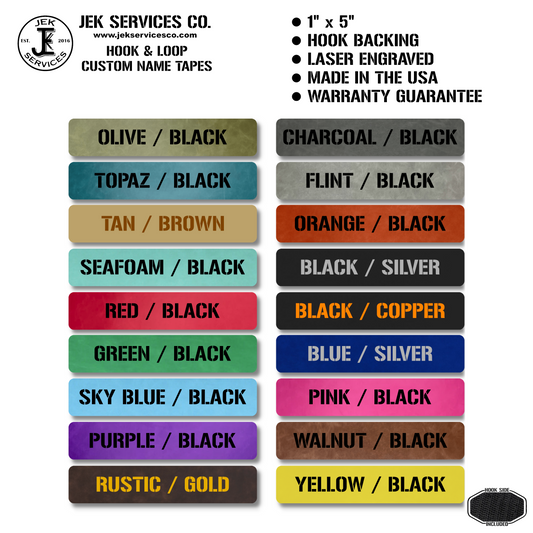 Custom Name Tape, 1x3, 4 or 5 Inch - Laser Engraved & Cut Hook & Loop Gear Patch
