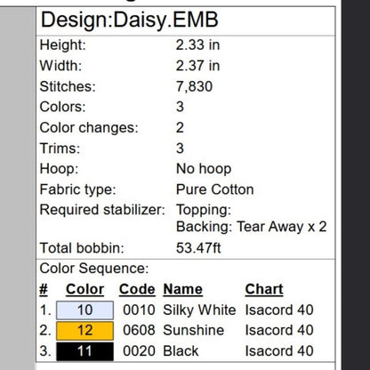Daisy Flower Digital Embroidery File
