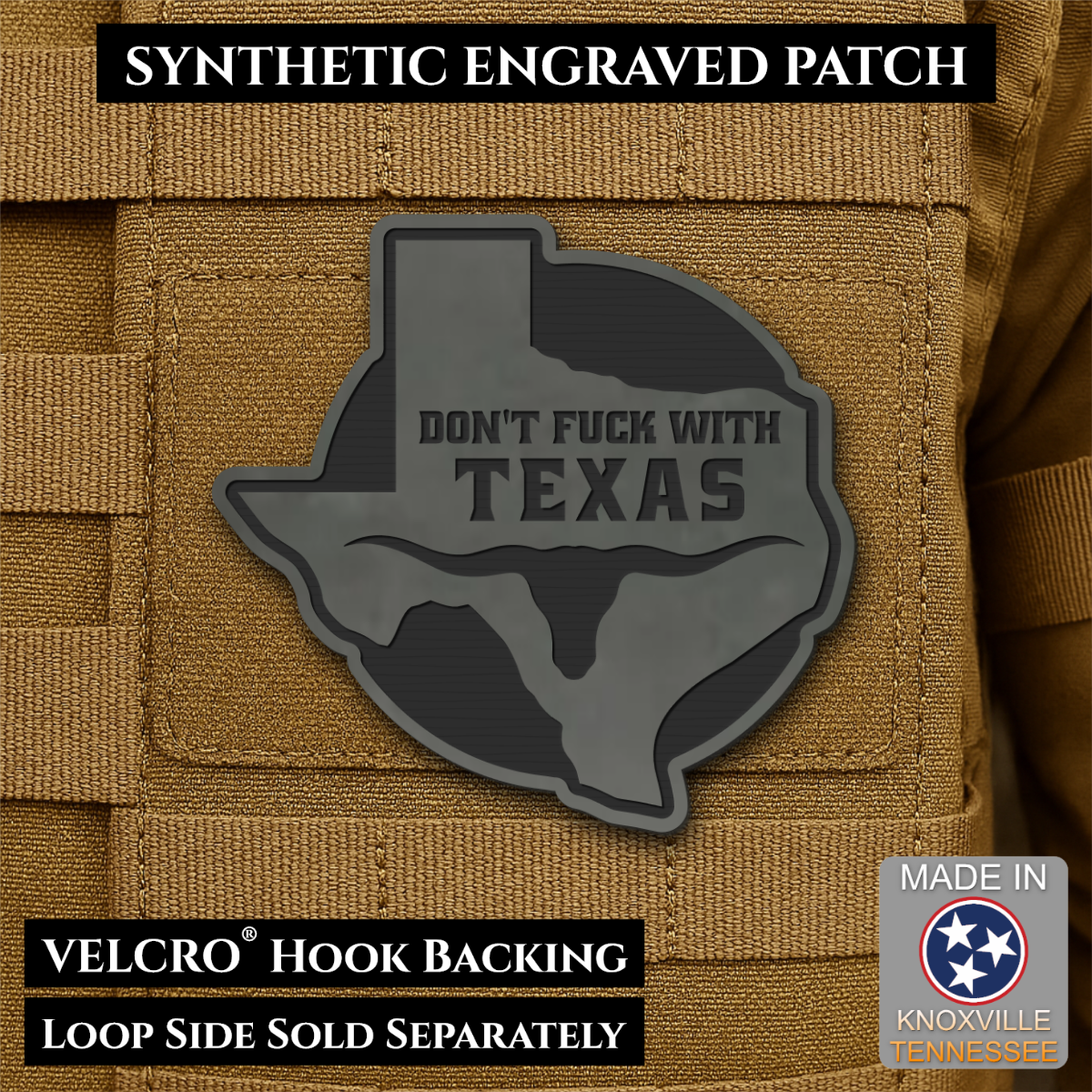 Don't Fuck With Texas Funny Morale Patch, 3" Round-ish | Made in USA | VELCRO® Brand Hook Backing