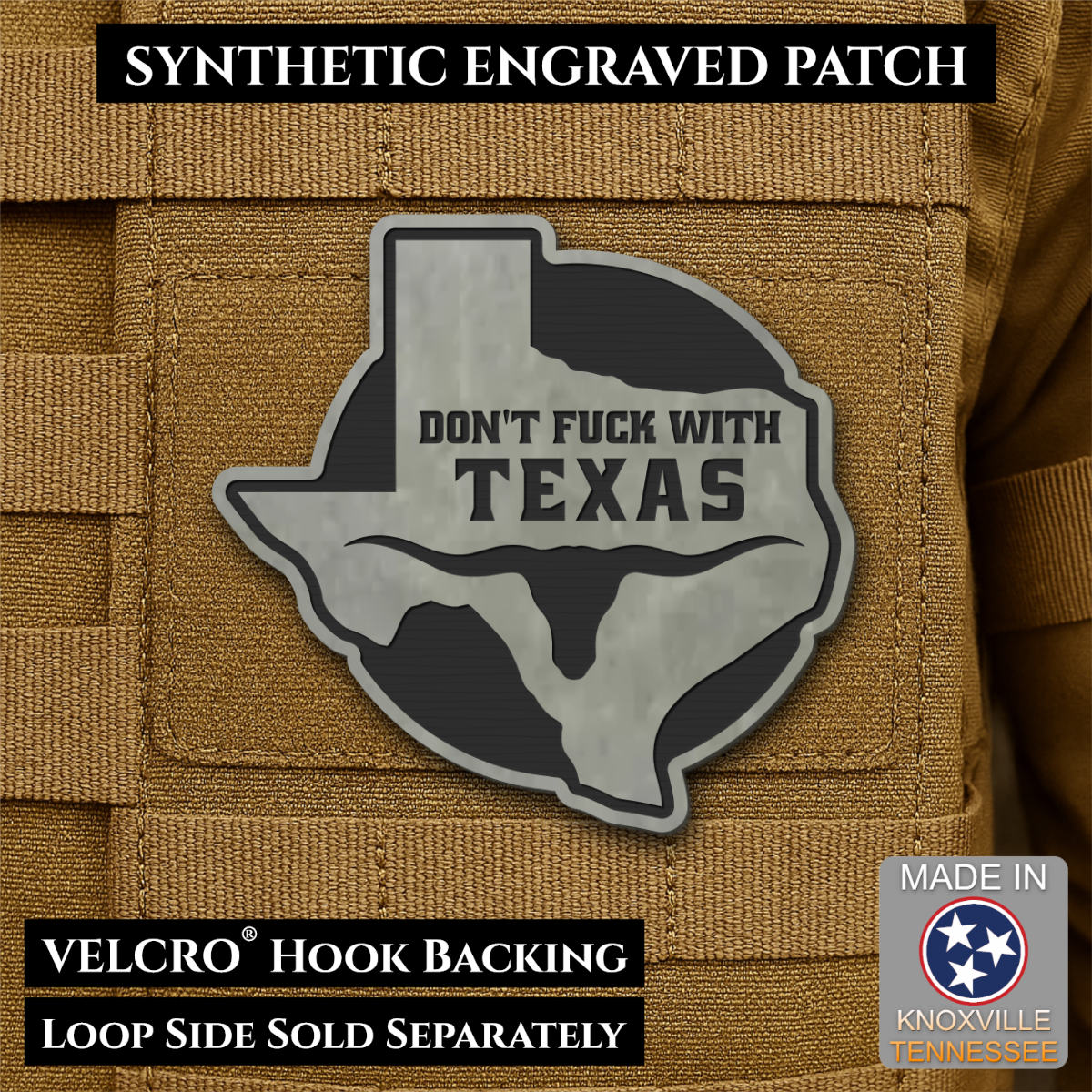 Don't Fuck With Texas Funny Morale Patch, 3" Round-ish | Made in USA | VELCRO® Brand Hook Backing