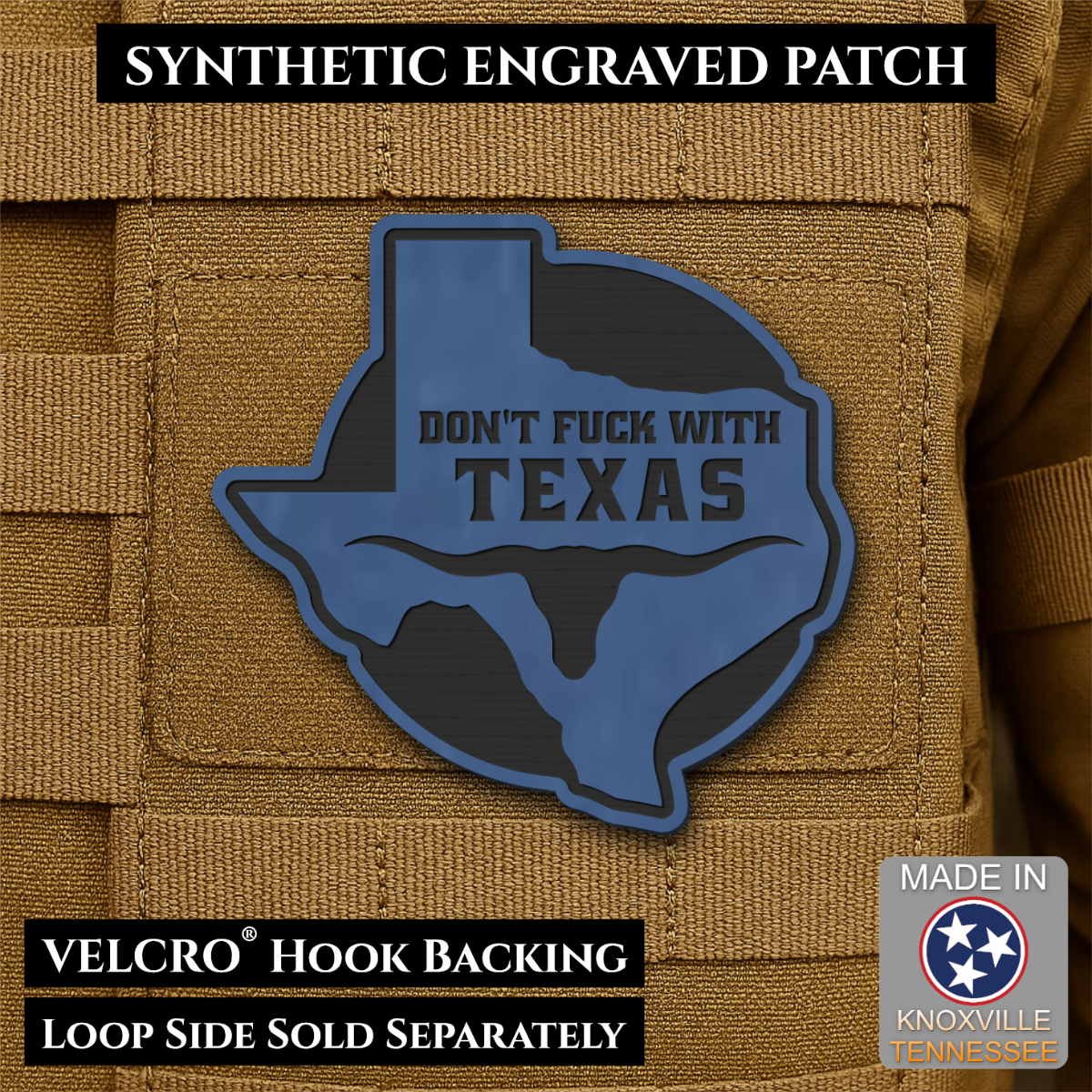Don't Fuck With Texas Funny Morale Patch, 3" Round-ish | Made in USA | VELCRO® Brand Hook Backing