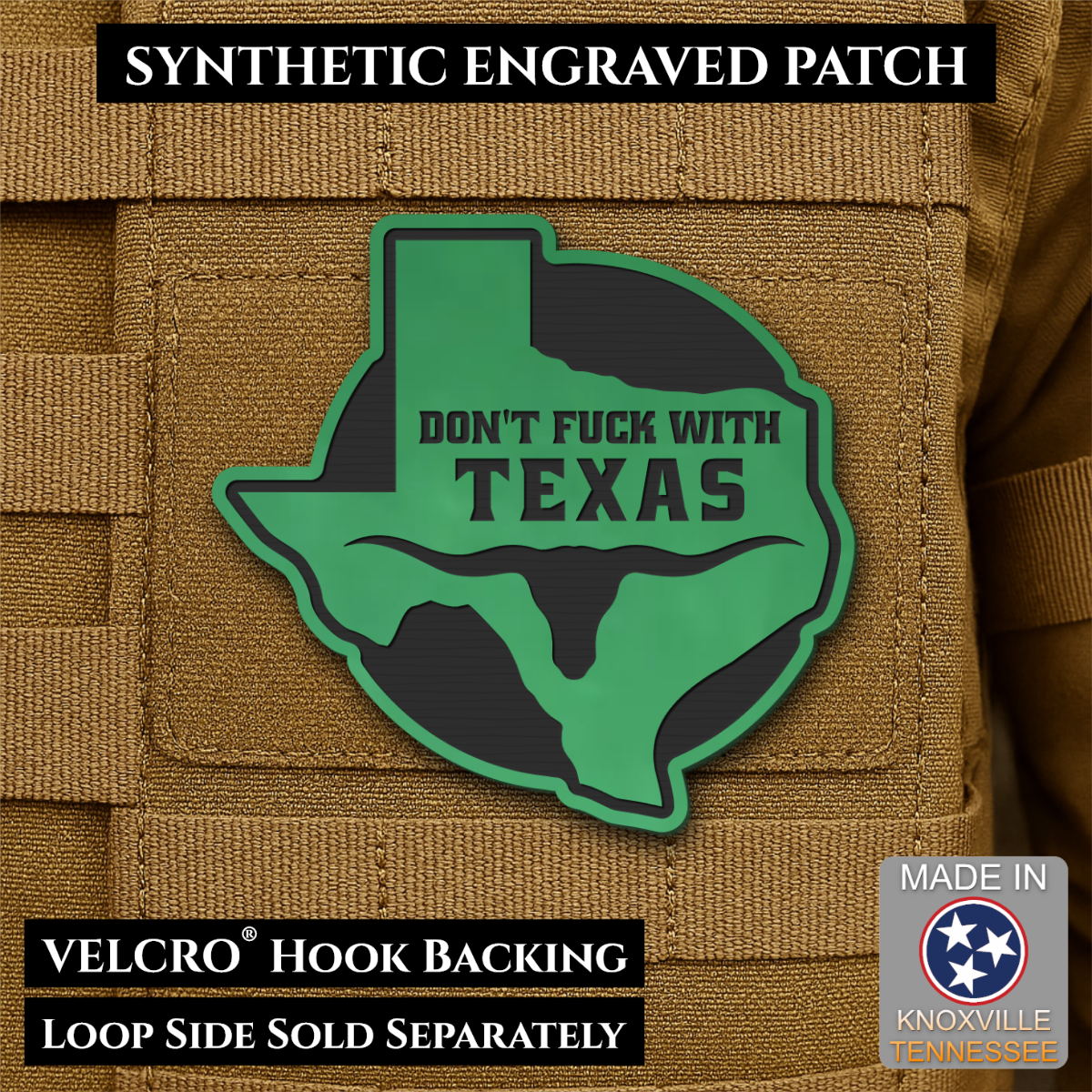 Don't Fuck With Texas Funny Morale Patch, 3" Round-ish | Made in USA | VELCRO® Brand Hook Backing