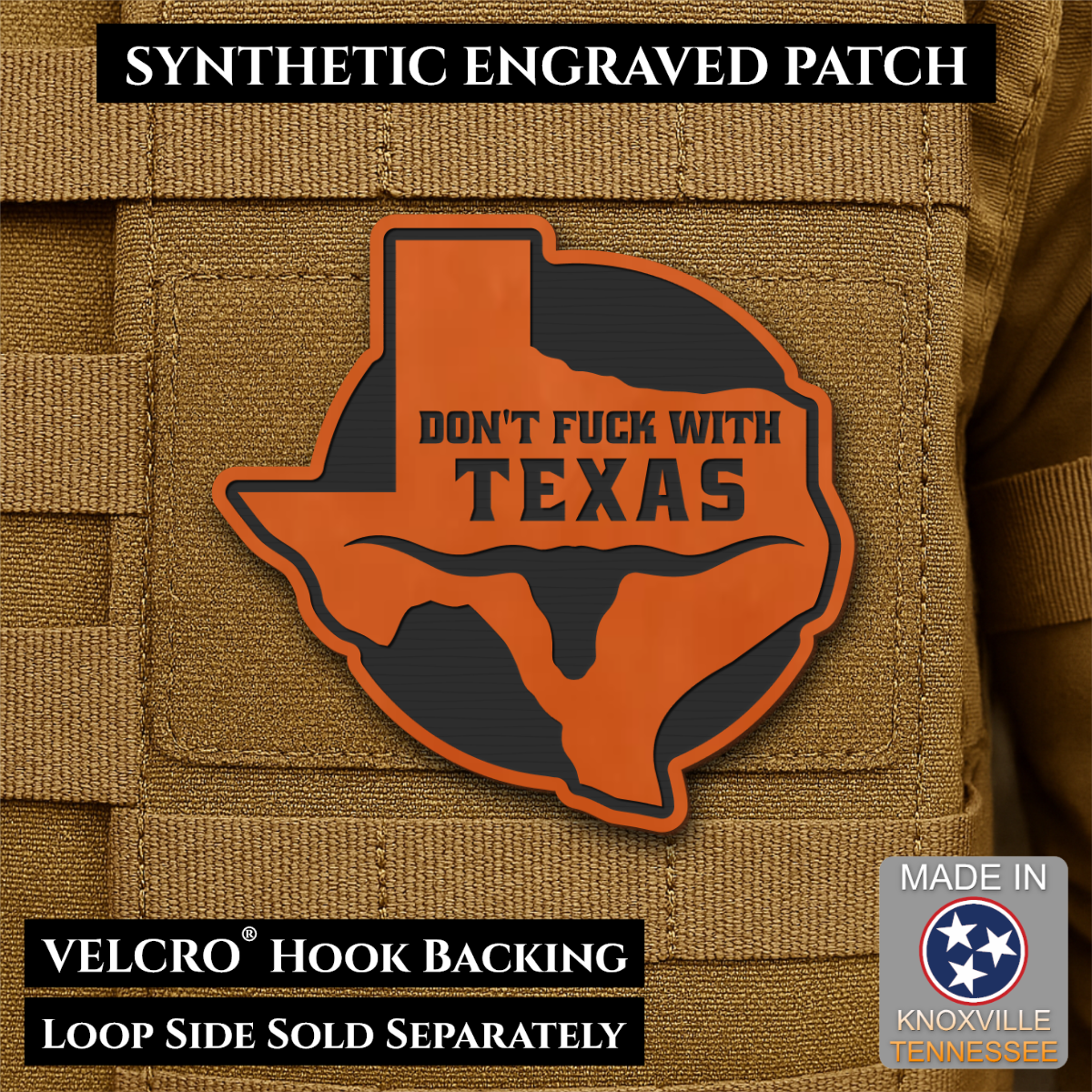 Don't Fuck With Texas Funny Morale Patch, 3" Round-ish | Made in USA | VELCRO® Brand Hook Backing