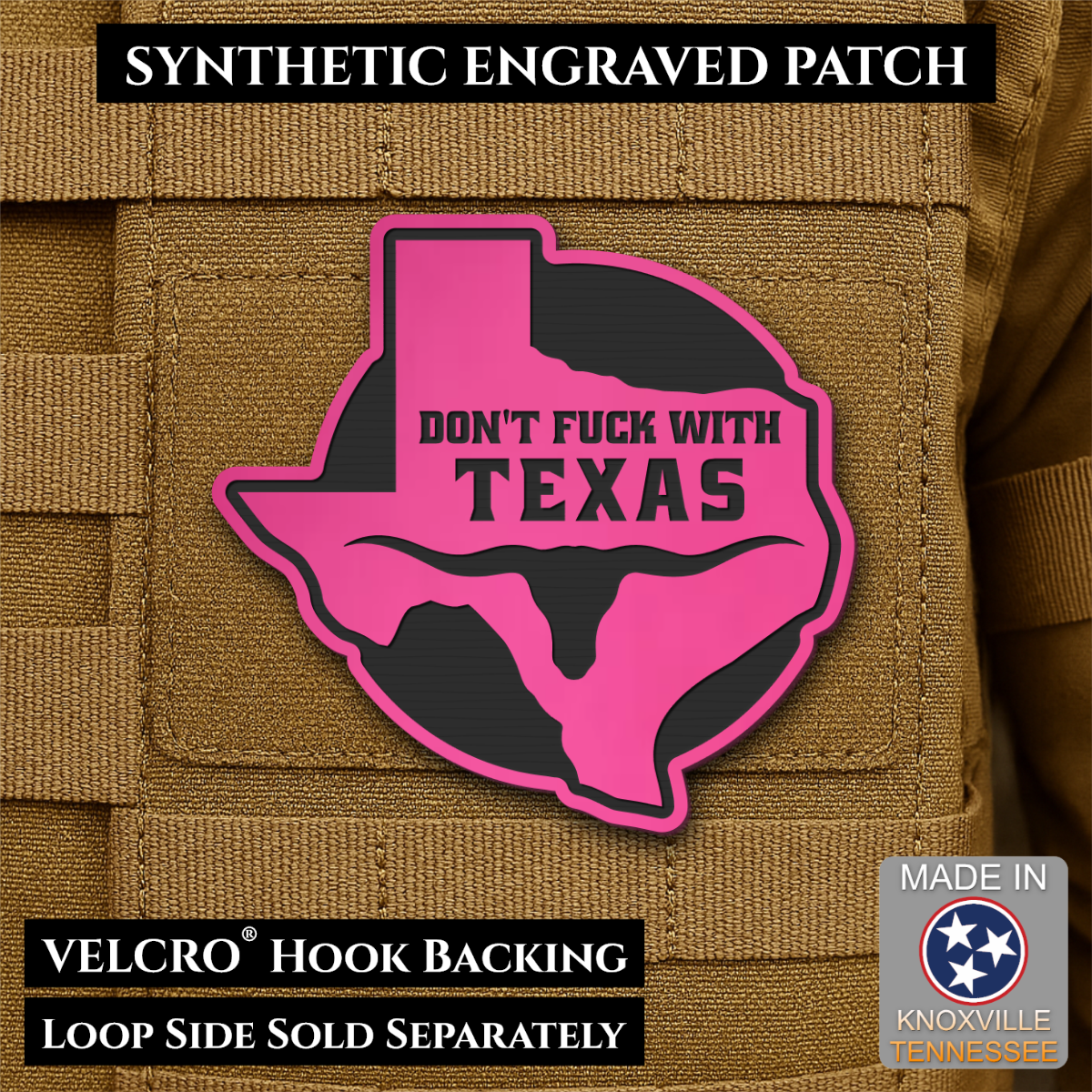 Don't Fuck With Texas Funny Morale Patch, 3" Round-ish | Made in USA | VELCRO® Brand Hook Backing
