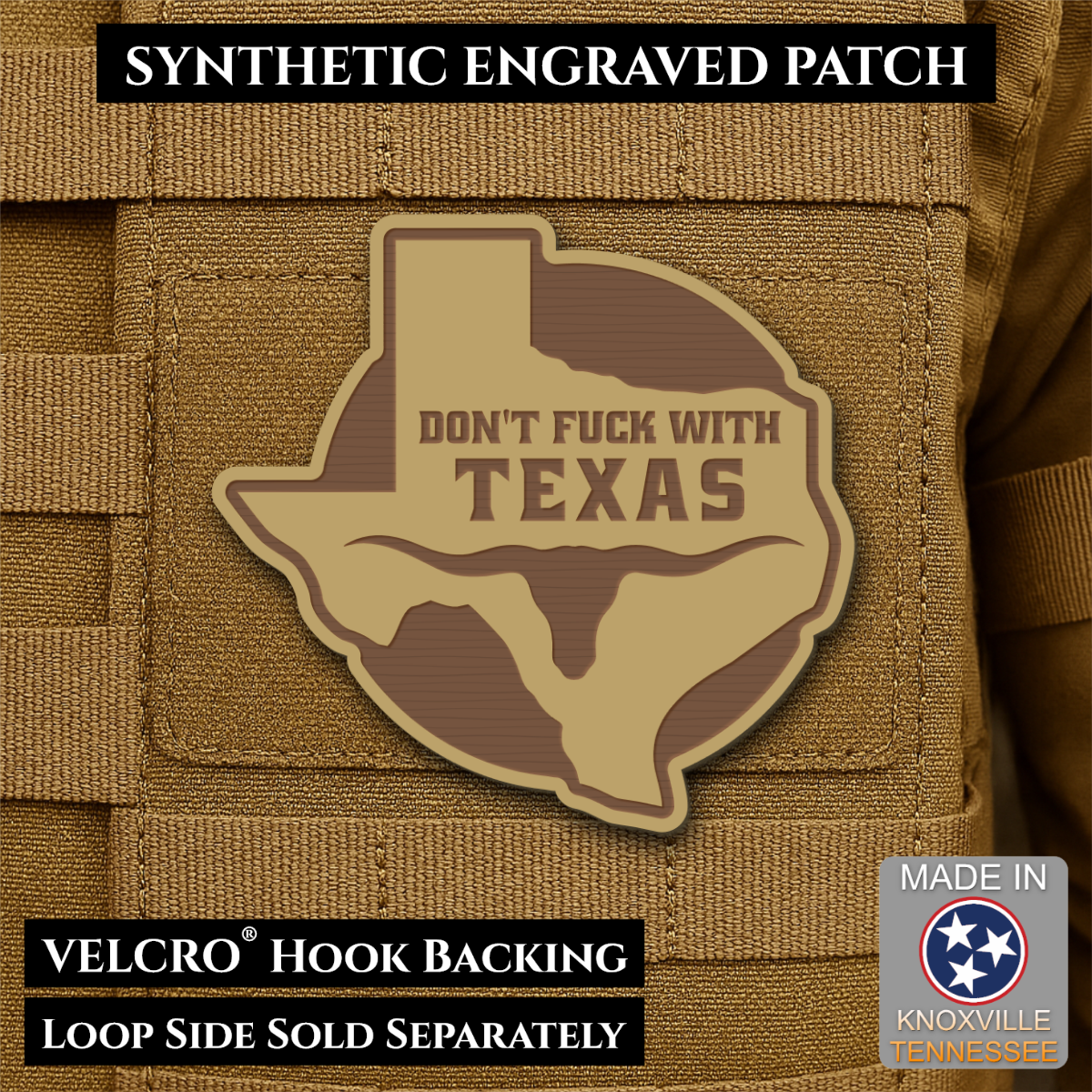 Don't Fuck With Texas Funny Morale Patch, 3" Round-ish | Made in USA | VELCRO® Brand Hook Backing