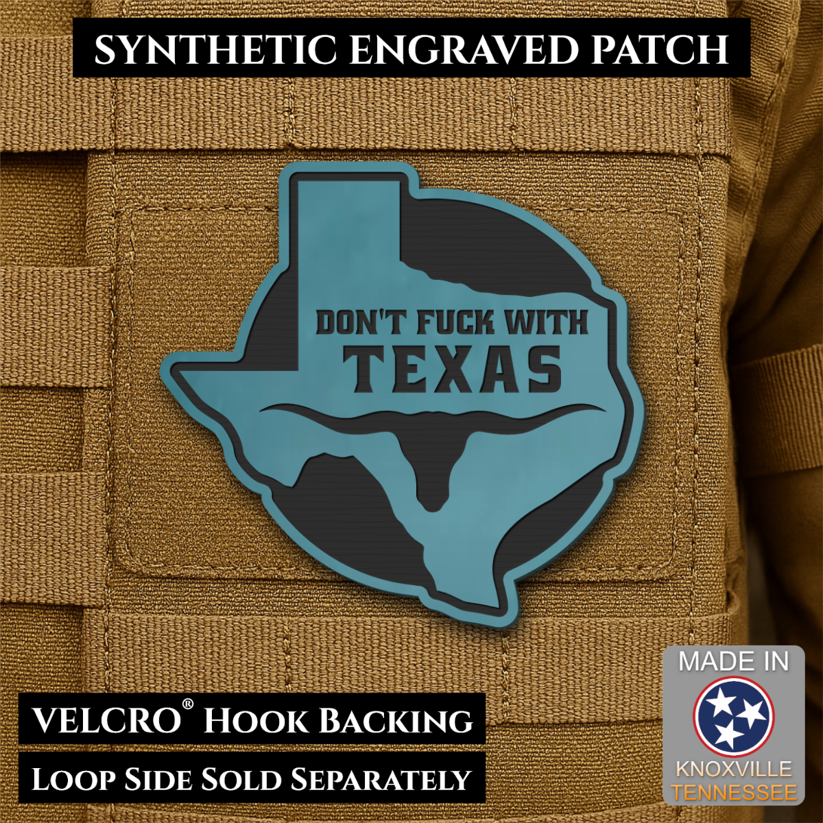 Don't Fuck With Texas Funny Morale Patch, 3" Round-ish | Made in USA | VELCRO® Brand Hook Backing