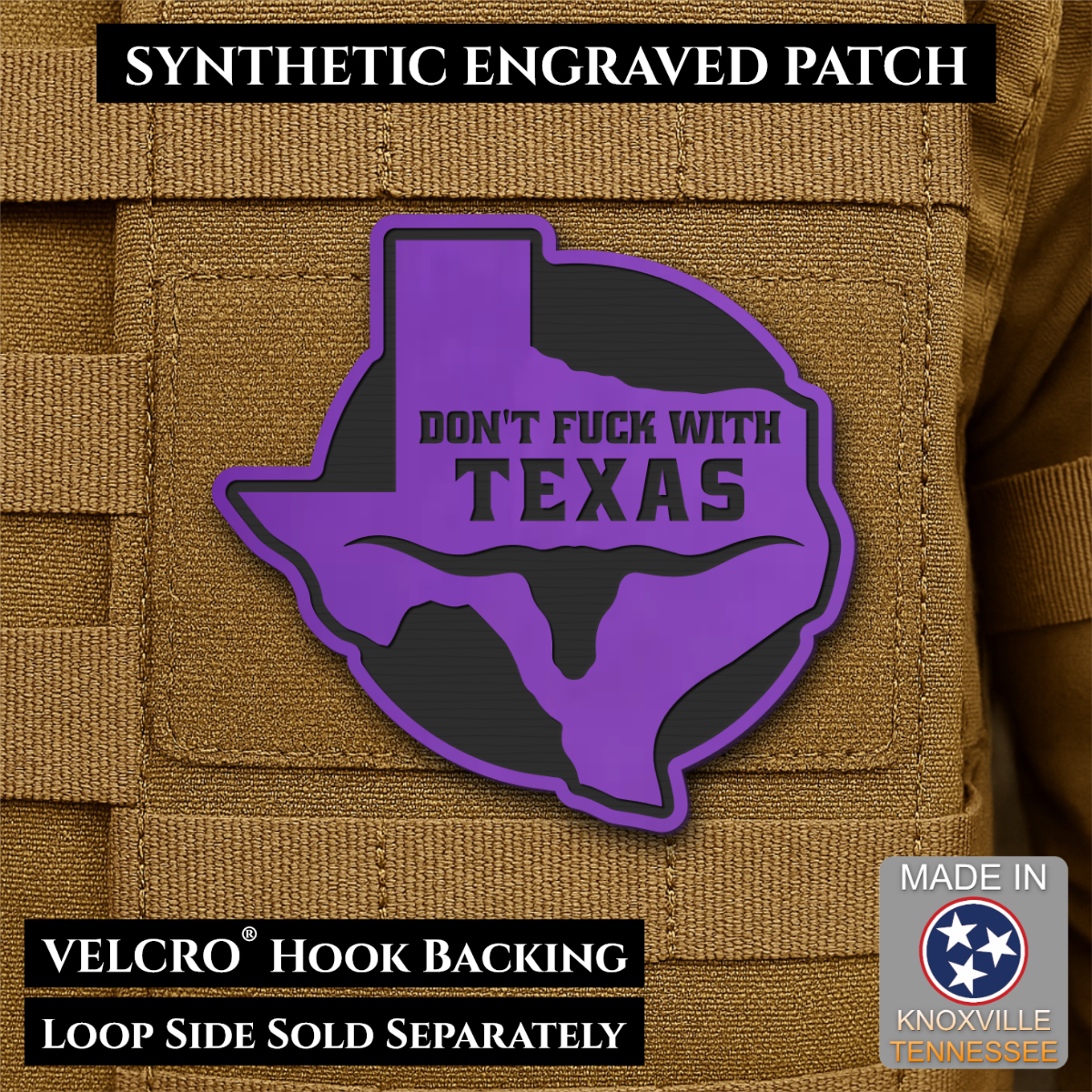 Don't Fuck With Texas Funny Morale Patch, 3" Round-ish | Made in USA | VELCRO® Brand Hook Backing