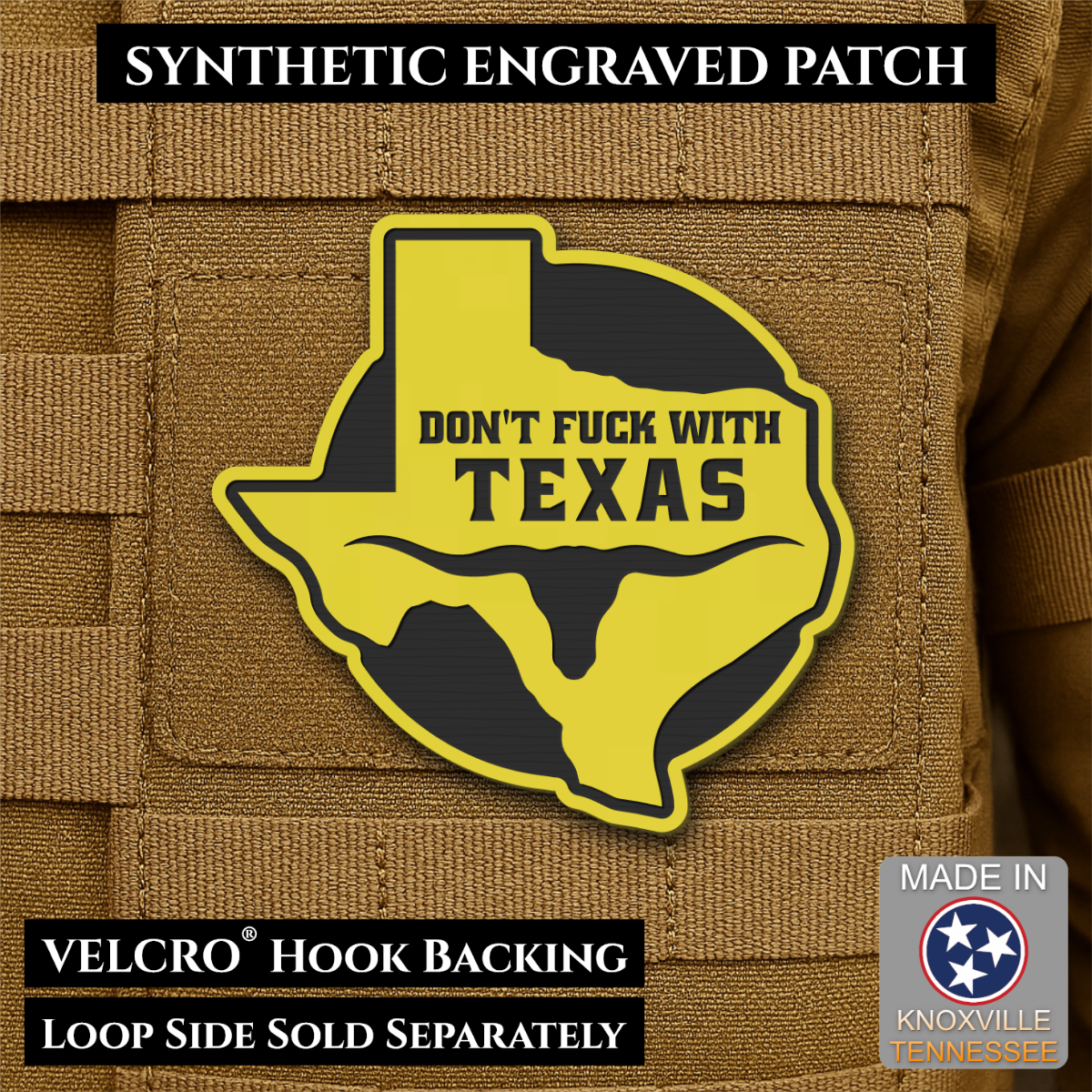 Don't Fuck With Texas Funny Morale Patch, 3" Round-ish | Made in USA | VELCRO® Brand Hook Backing