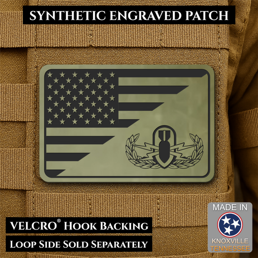 EOD Bomb Squad American Flag Morale Patch, 2x3" | Made in USA | VELCRO® Brand Hook Backing