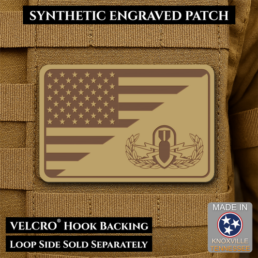 EOD Bomb Squad American Flag Morale Patch, 2x3" | Made in USA | VELCRO® Brand Hook Backing