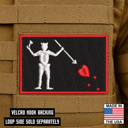 Blackbeard Pirate Flag Patch 2"x3" Hook & Loop | Made in USA