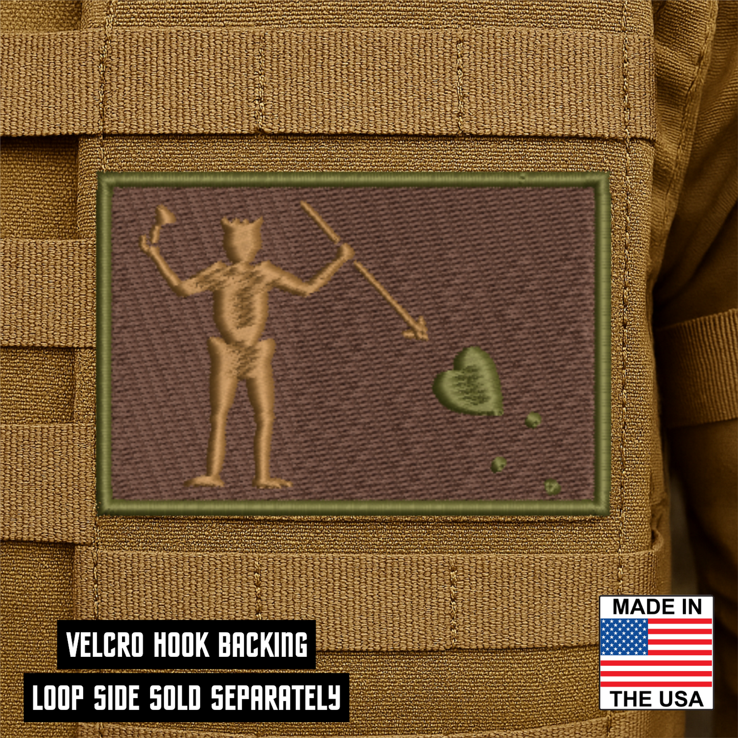 Blackbeard Pirate Flag Patch 2"x3" Hook & Loop | Made in USA