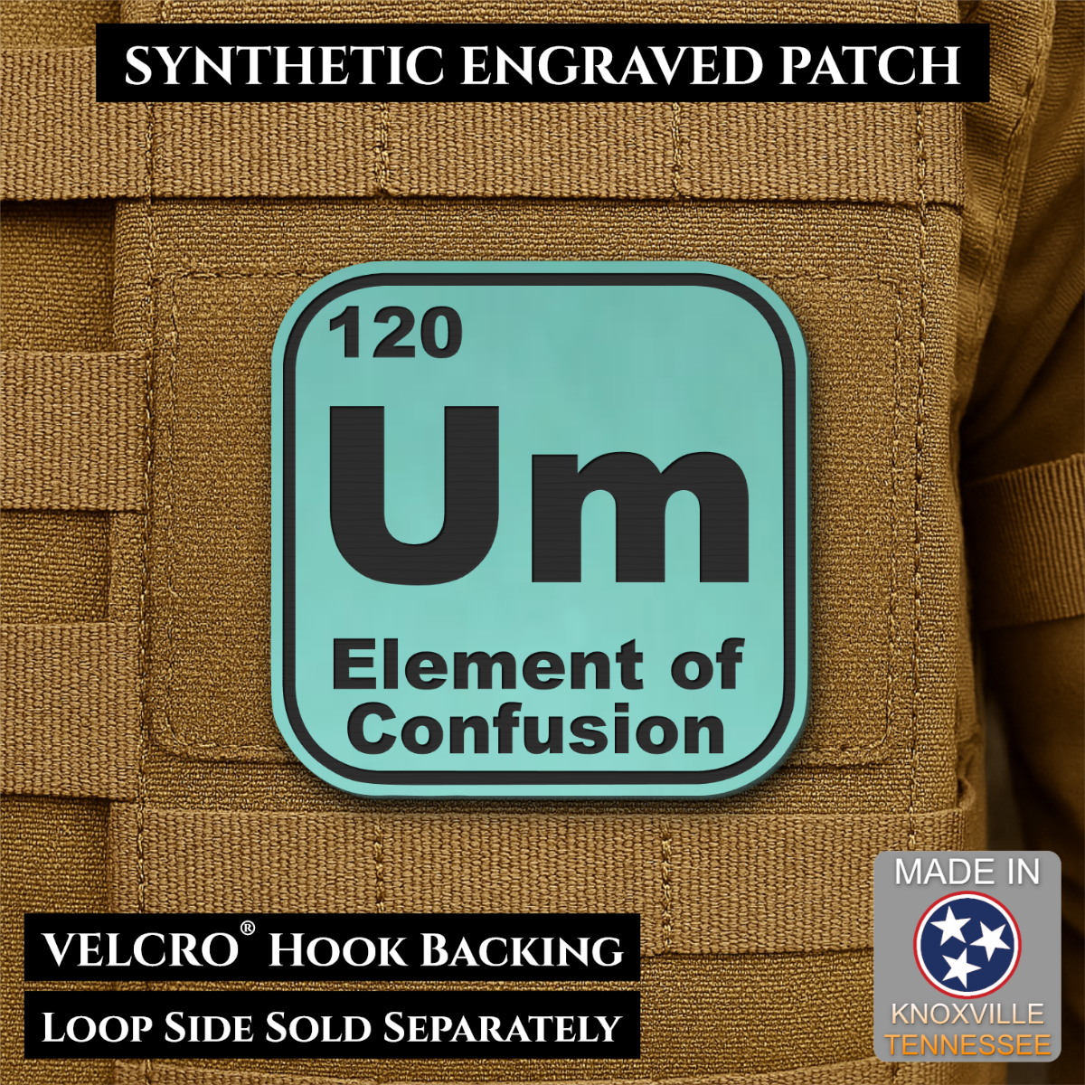 Um, The Element of Confusion Funny Morale Patch, 2.5" | Made in USA | VELCRO® Brand Hook Backing