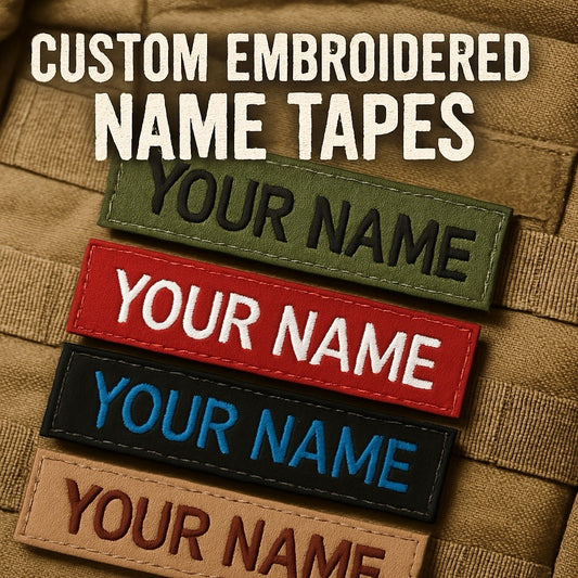 Custom Embroidered Name Tapes – Hook & Loop Backing