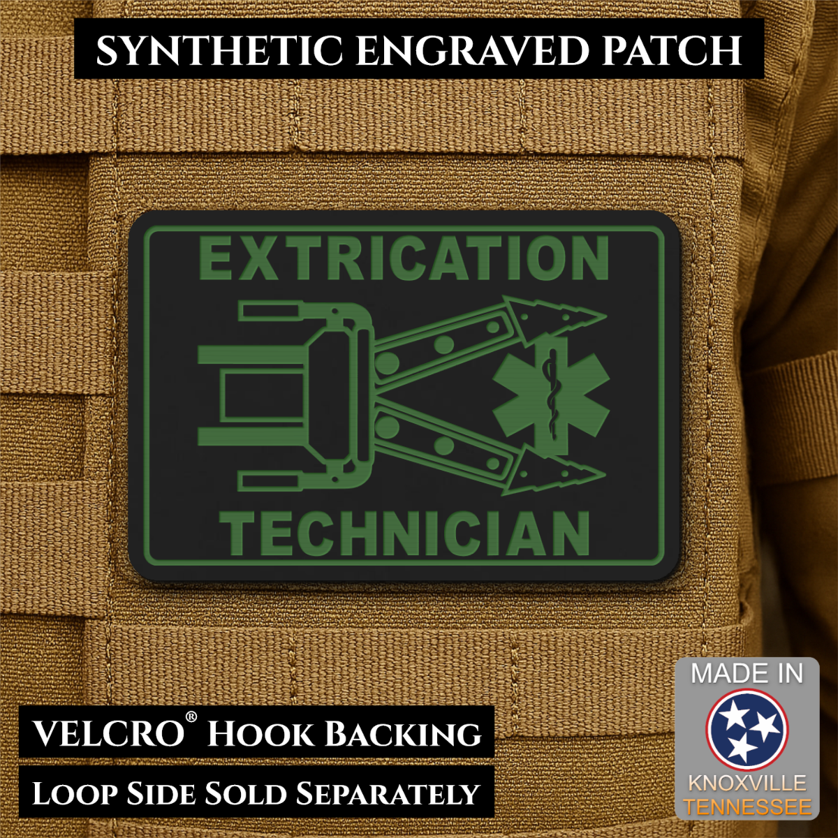 Vehicle Extrication Technician - Jaws of Life Patch - Morale Patch, 2x3" | Made in USA | VELCRO® Brand Hook Backing