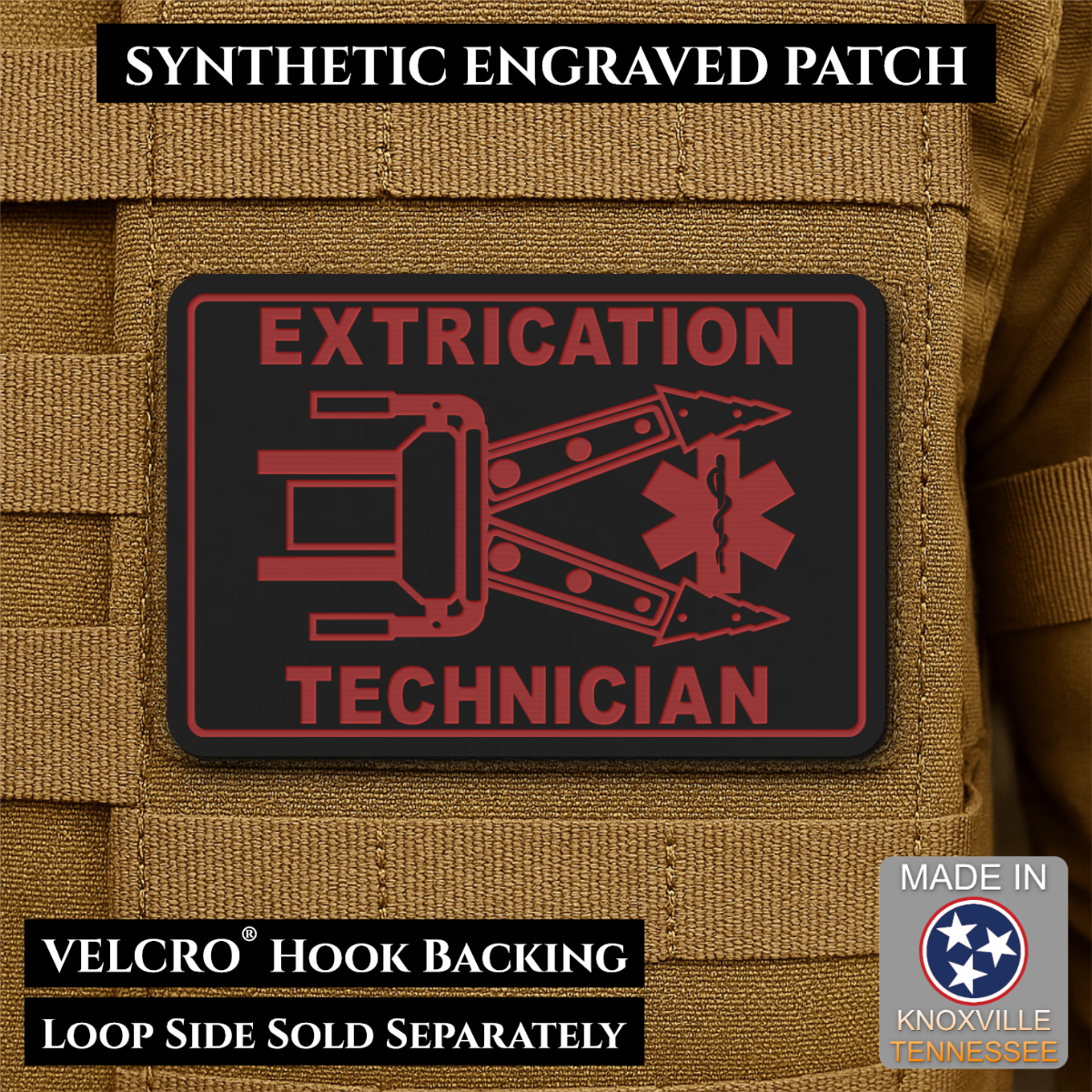 Vehicle Extrication Technician - Jaws of Life Patch - Morale Patch, 2x3" | Made in USA | VELCRO® Brand Hook Backing