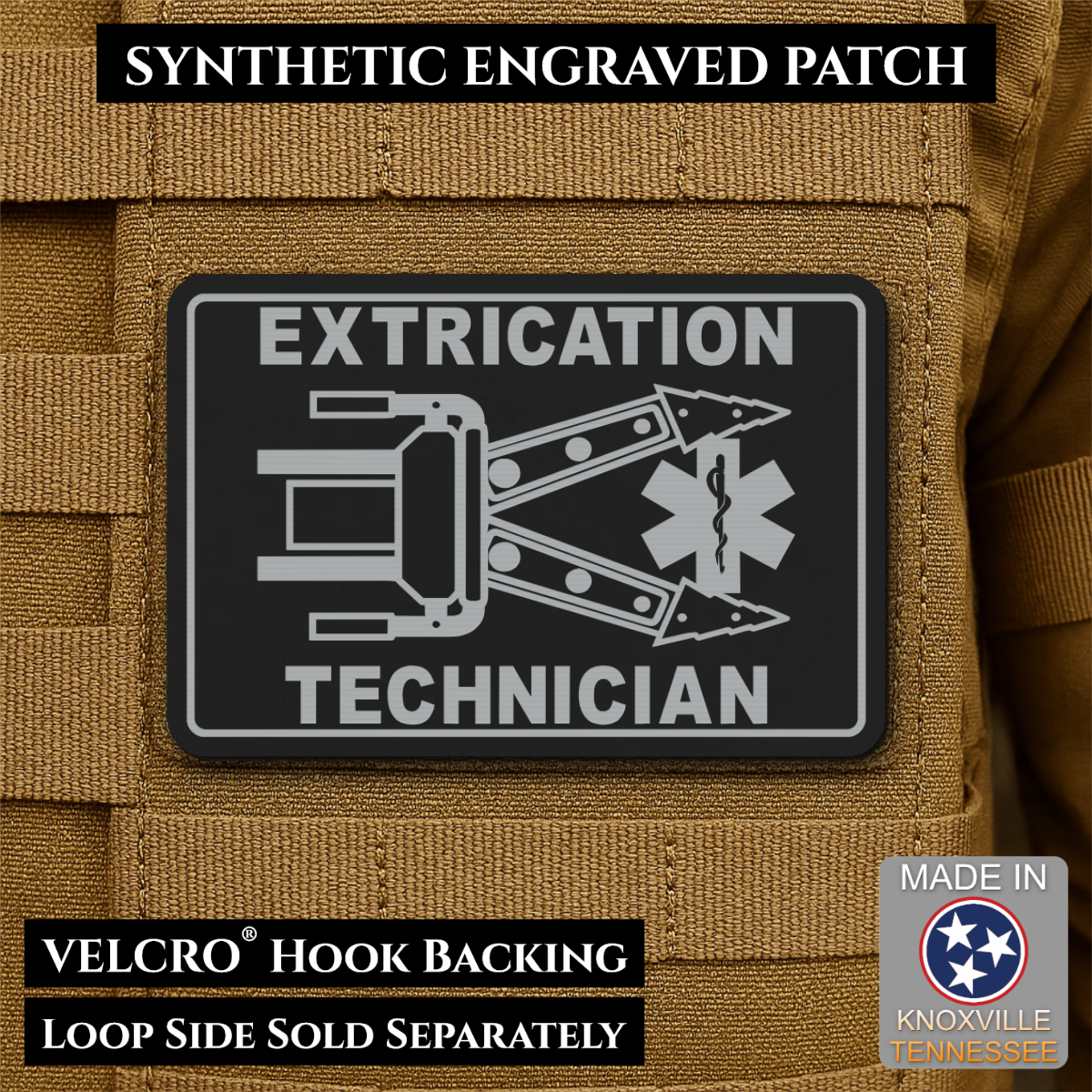 Vehicle Extrication Technician - Jaws of Life Patch - Morale Patch, 2x3" | Made in USA | VELCRO® Brand Hook Backing