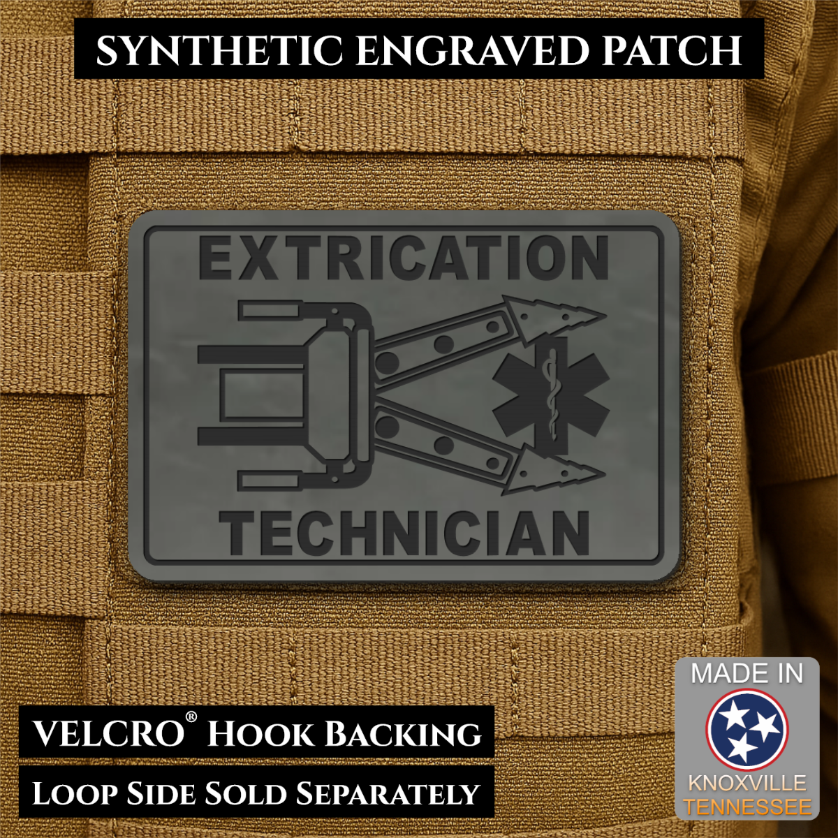 Vehicle Extrication Technician - Jaws of Life Patch - Morale Patch, 2x3" | Made in USA | VELCRO® Brand Hook Backing