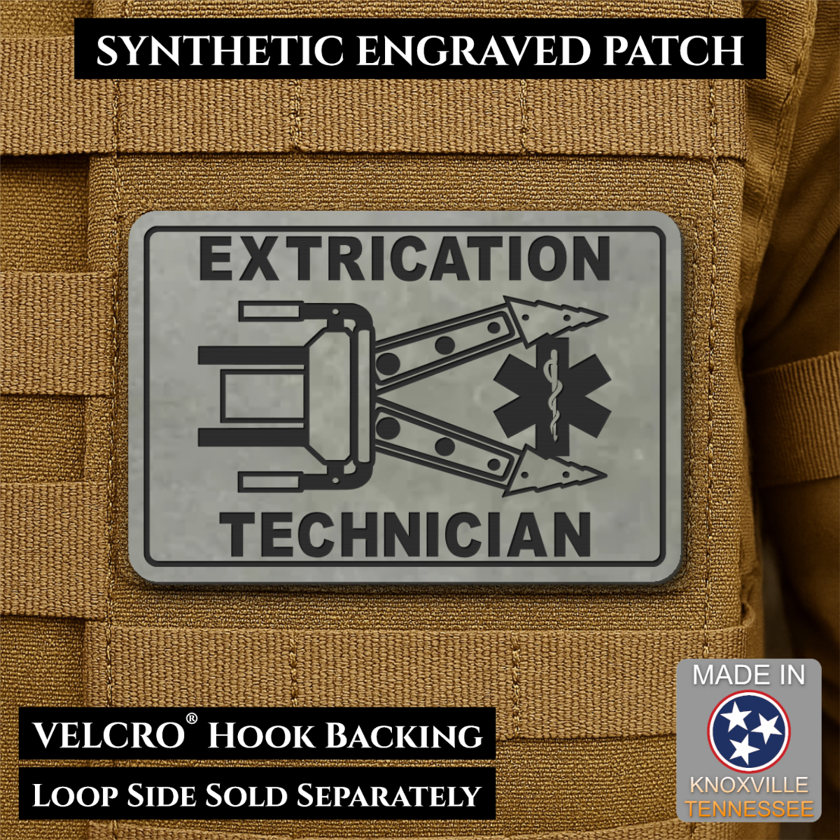 Vehicle Extrication Technician - Jaws of Life Patch - Morale Patch, 2x3" | Made in USA | VELCRO® Brand Hook Backing