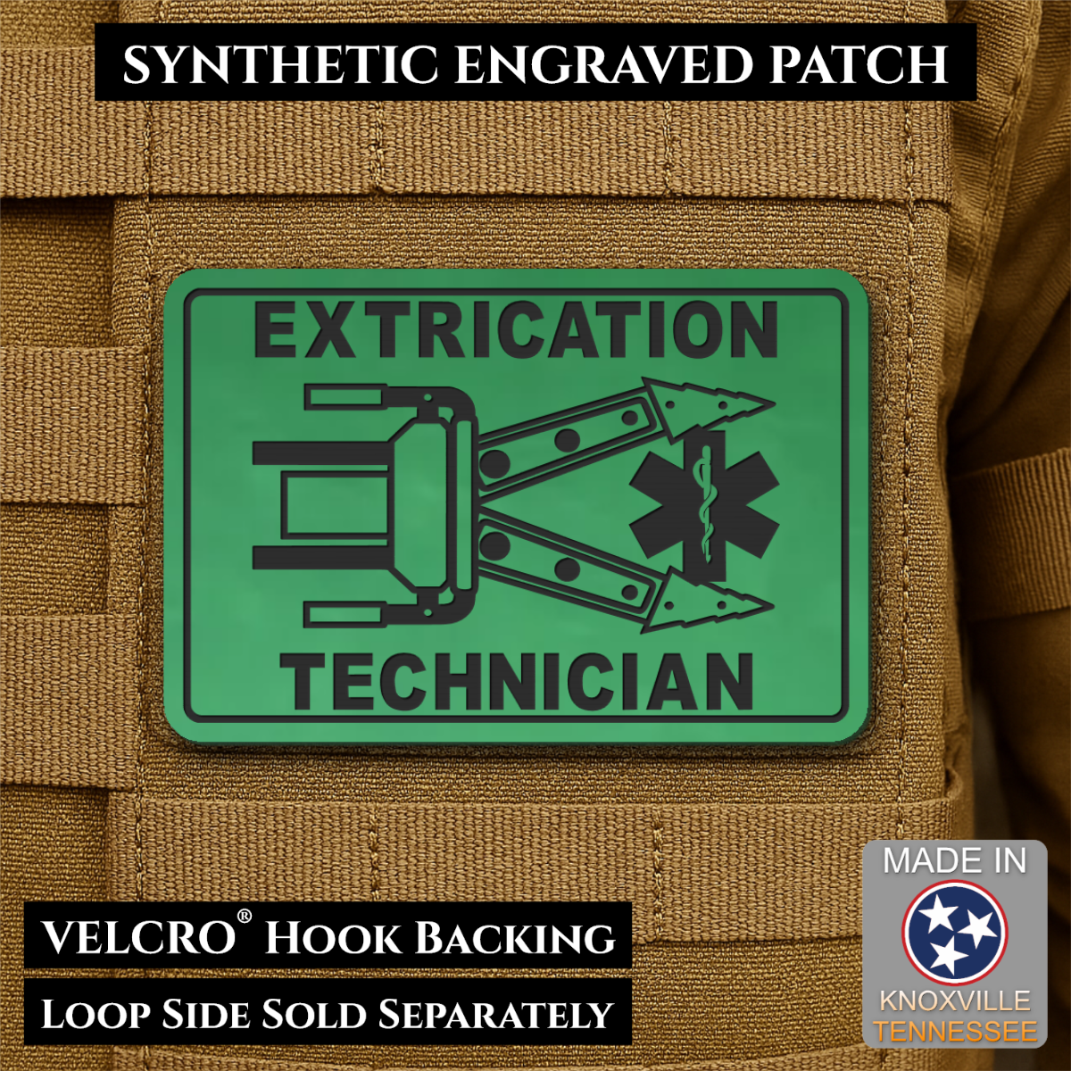 Vehicle Extrication Technician - Jaws of Life Patch - Morale Patch, 2x3" | Made in USA | VELCRO® Brand Hook Backing