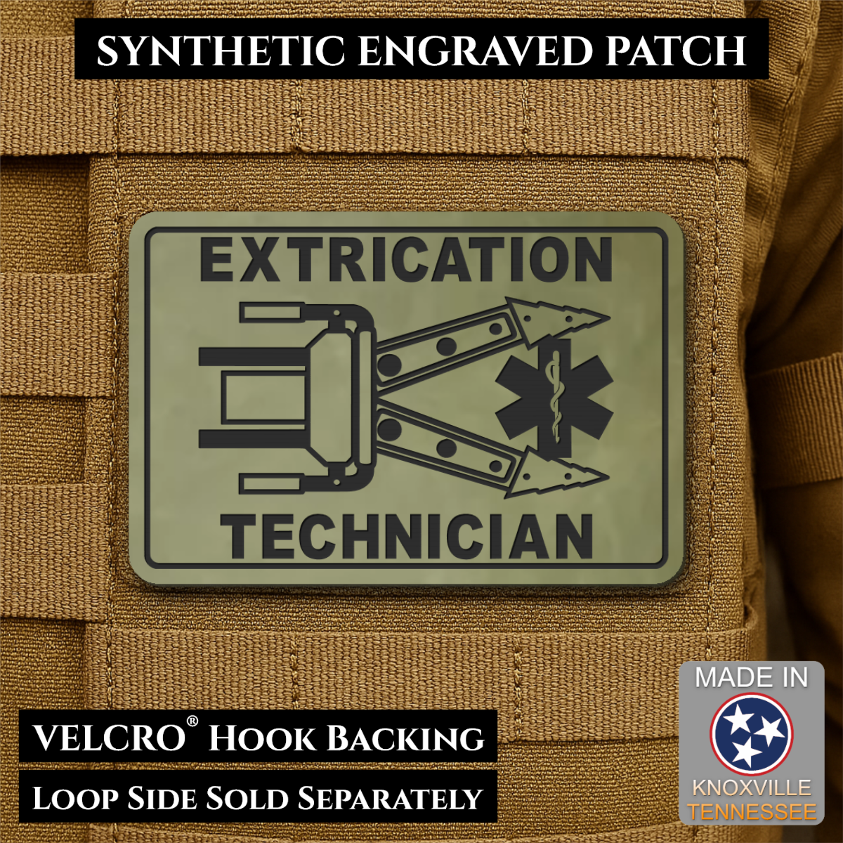 Vehicle Extrication Technician - Jaws of Life Patch - Morale Patch, 2x3" | Made in USA | VELCRO® Brand Hook Backing