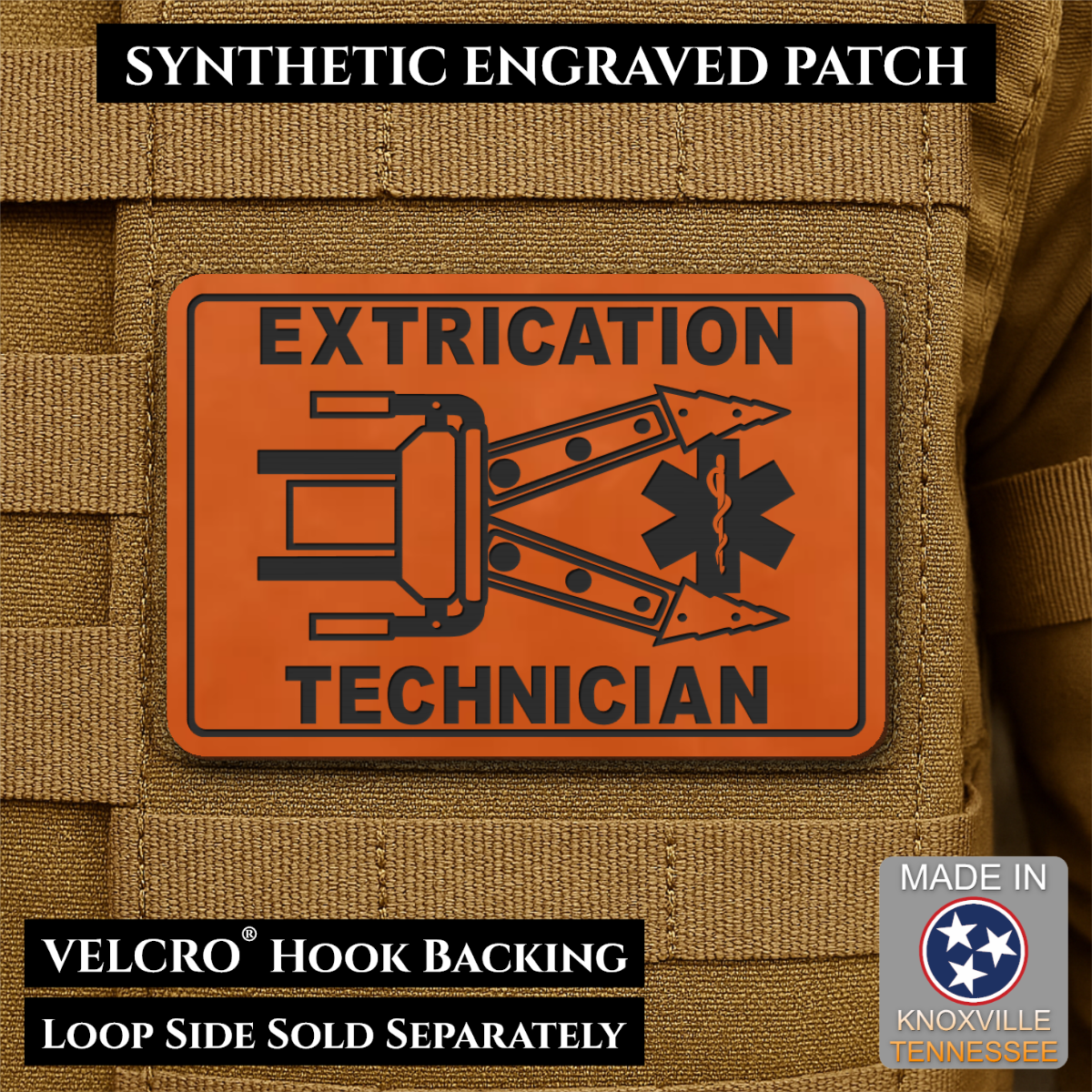 Vehicle Extrication Technician - Jaws of Life Patch - Morale Patch, 2x3" | Made in USA | VELCRO® Brand Hook Backing