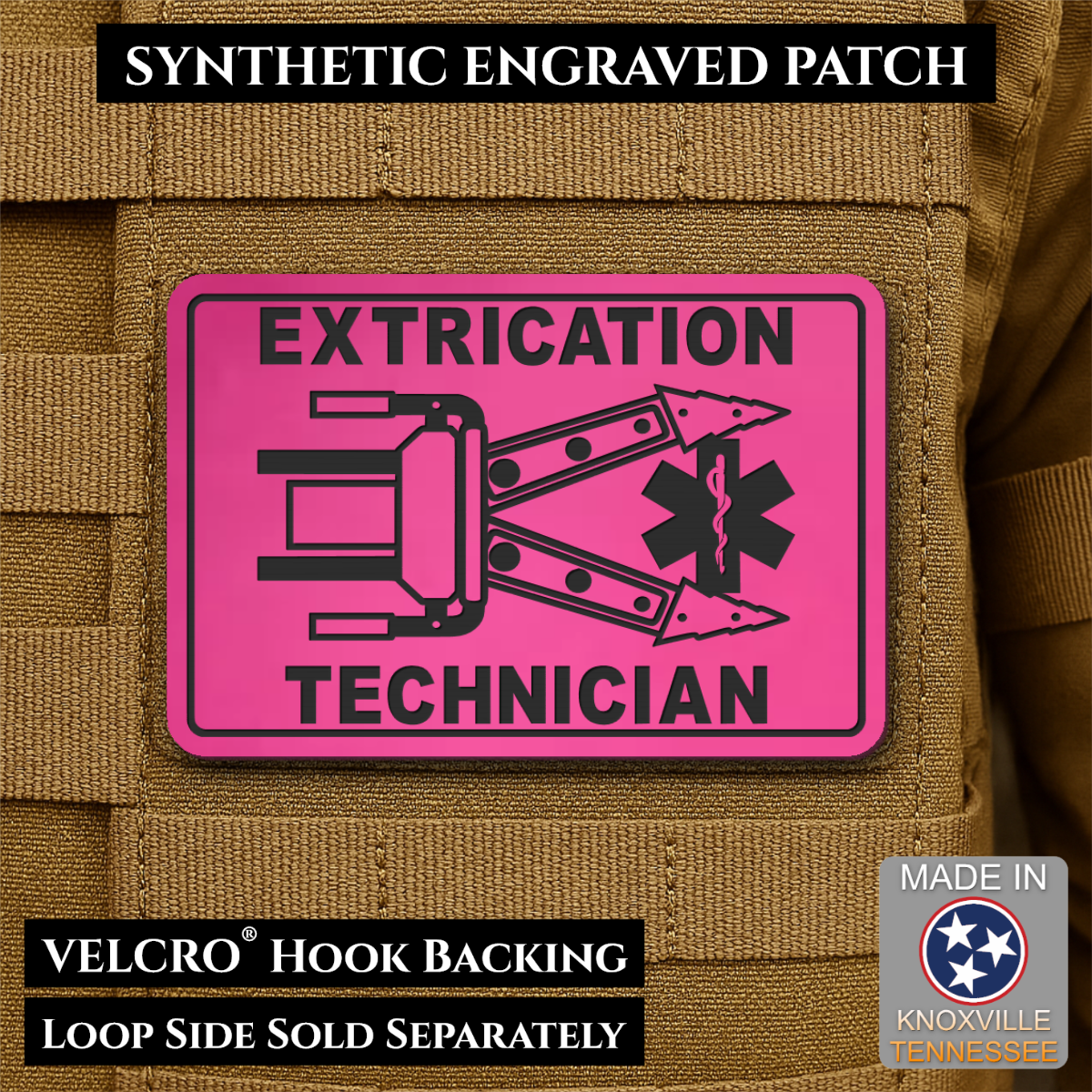Vehicle Extrication Technician - Jaws of Life Patch - Morale Patch, 2x3" | Made in USA | VELCRO® Brand Hook Backing