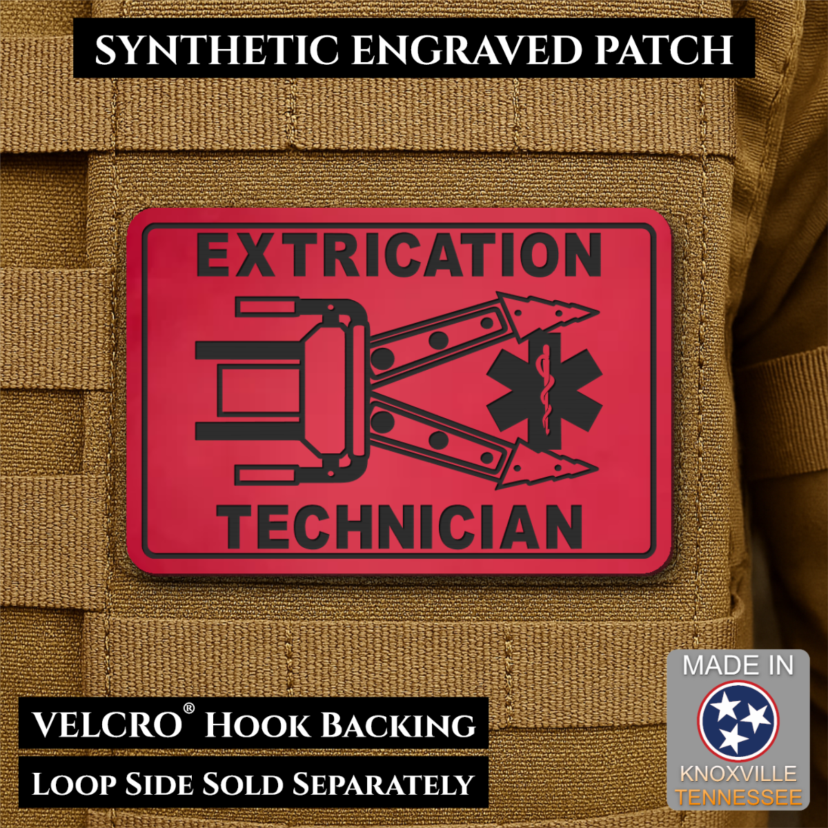 Vehicle Extrication Technician - Jaws of Life Patch - Morale Patch, 2x3" | Made in USA | VELCRO® Brand Hook Backing