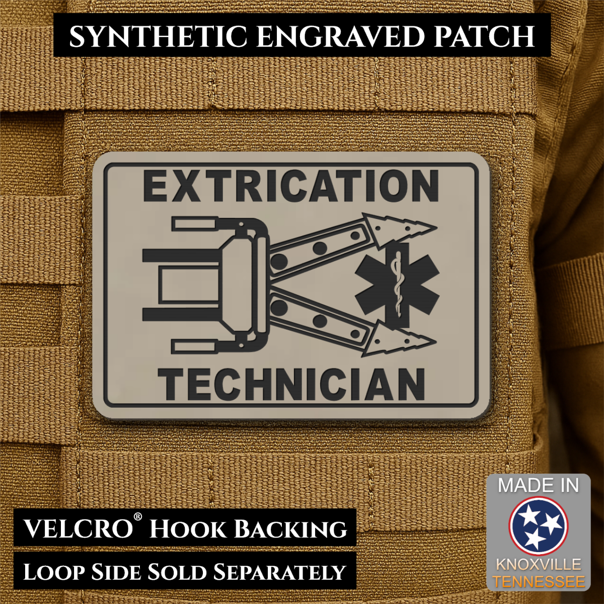 Vehicle Extrication Technician - Jaws of Life Patch - Morale Patch, 2x3" | Made in USA | VELCRO® Brand Hook Backing
