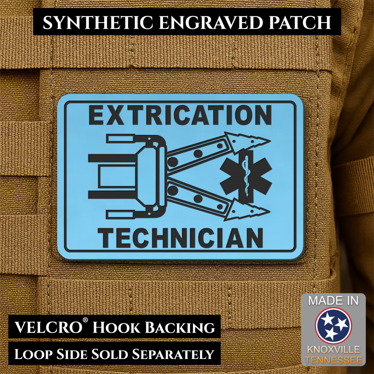 Vehicle Extrication Technician - Jaws of Life Patch - Morale Patch, 2x3" | Made in USA | VELCRO® Brand Hook Backing