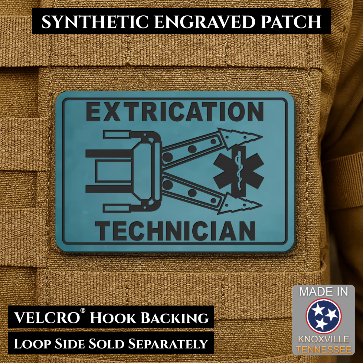 Vehicle Extrication Technician - Jaws of Life Patch - Morale Patch, 2x3" | Made in USA | VELCRO® Brand Hook Backing