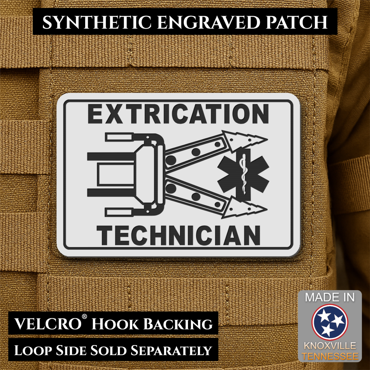 Vehicle Extrication Technician - Jaws of Life Patch - Morale Patch, 2x3" | Made in USA | VELCRO® Brand Hook Backing