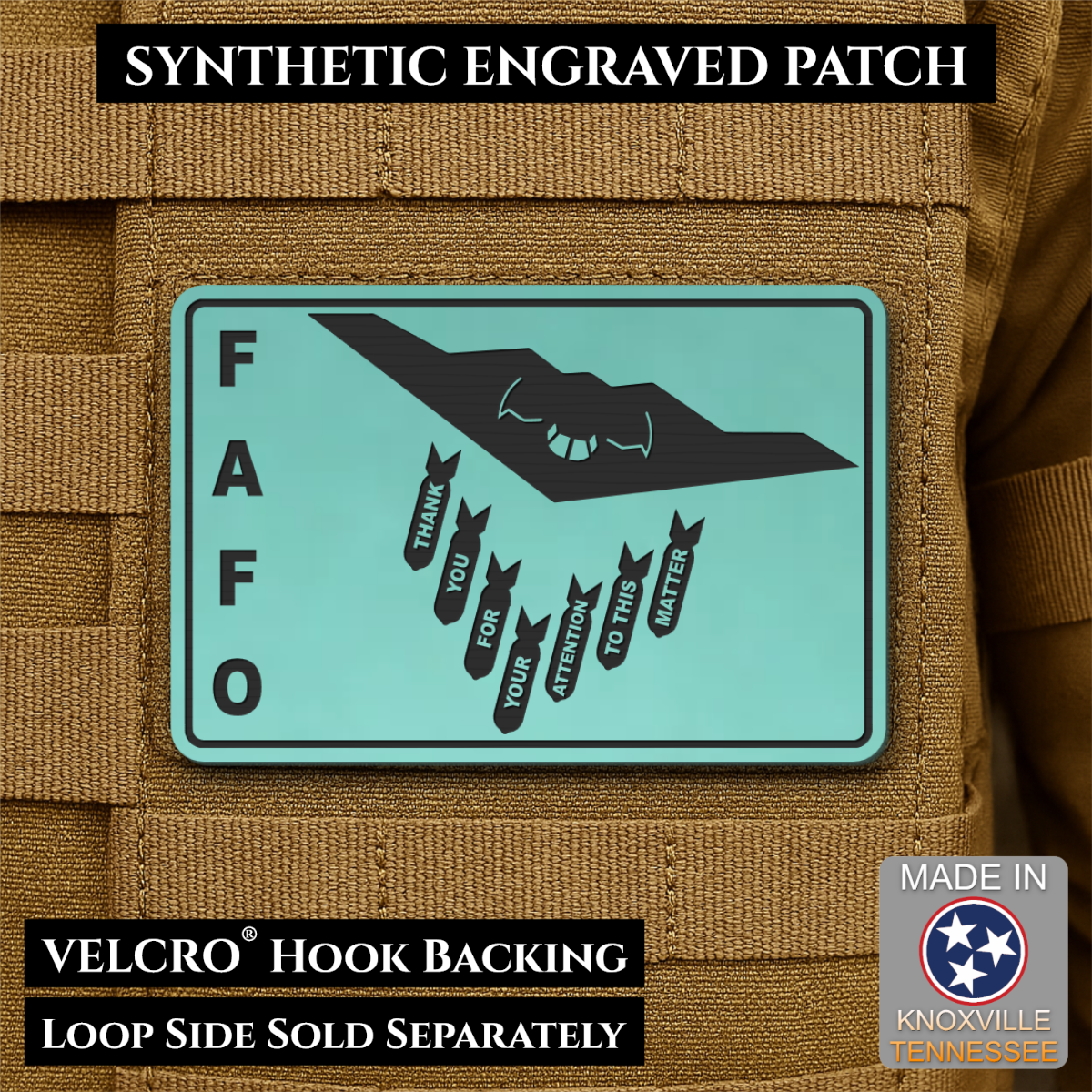 Thank You For Your Attention To This Matter, B2 Bomber Funny Morale Patch, 2x3" | Made in USA | VELCRO® Brand Hook Backing