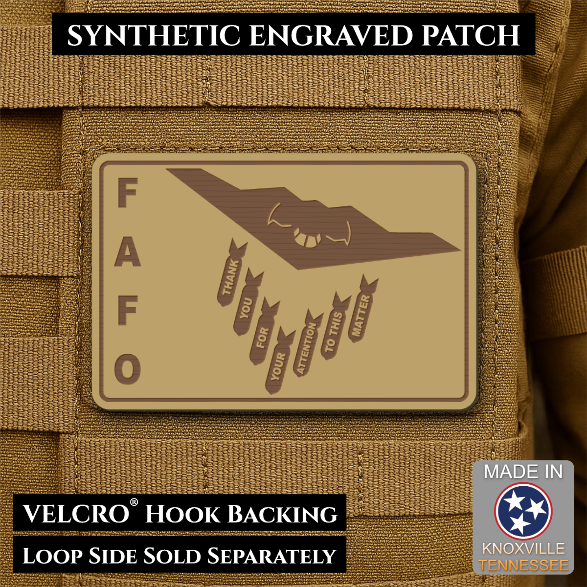 Thank You For Your Attention To This Matter, B2 Bomber Funny Morale Patch, 2x3" | Made in USA | VELCRO® Brand Hook Backing