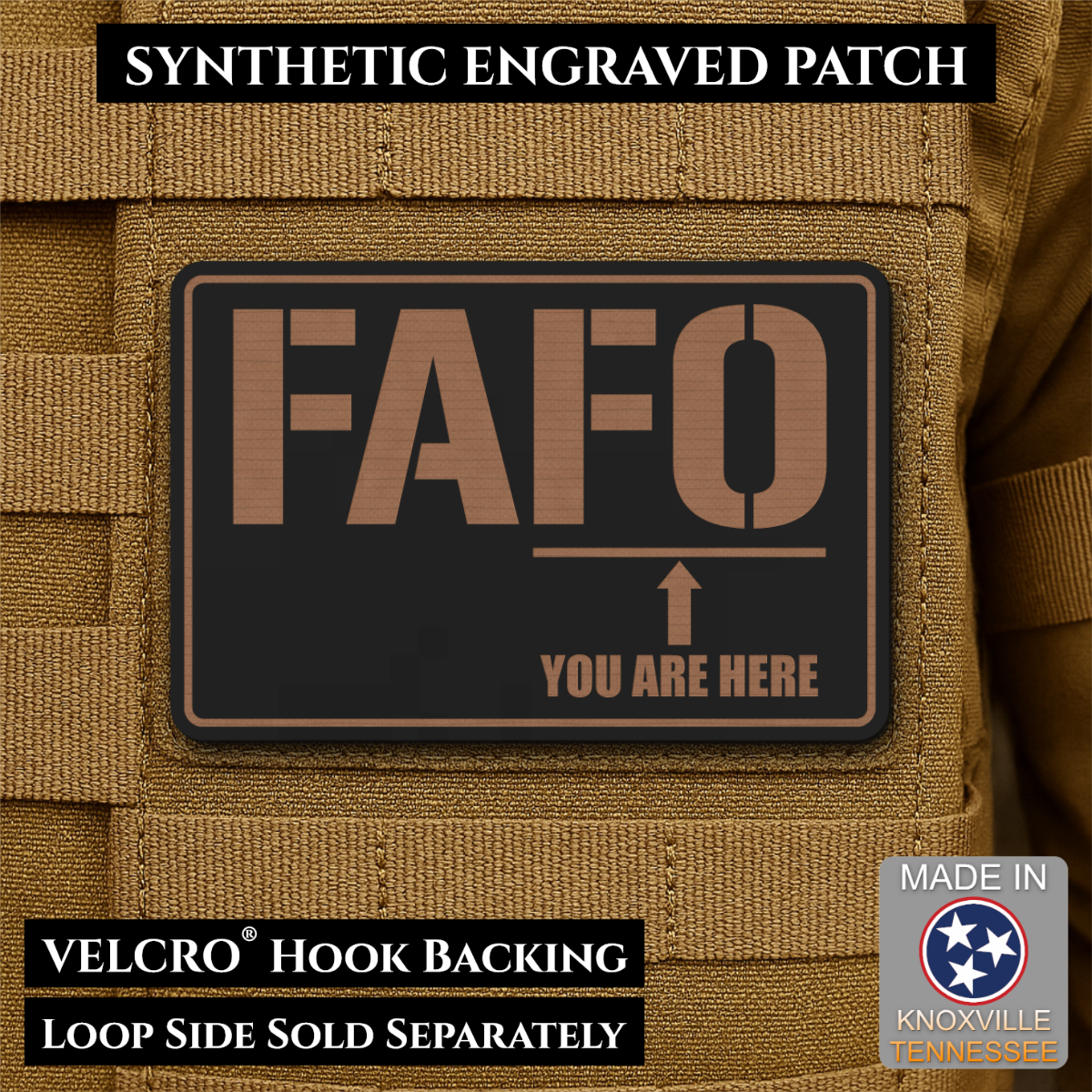 FAFO You Are Here Funny Morale Patch, 2x3" | Made in USA | VELCRO® Brand Hook Backing