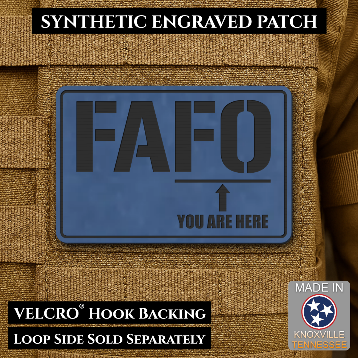 FAFO You Are Here Funny Morale Patch, 2x3" | Made in USA | VELCRO® Brand Hook Backing