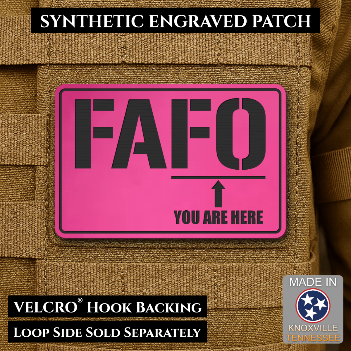 FAFO You Are Here Funny Morale Patch, 2x3" | Made in USA | VELCRO® Brand Hook Backing